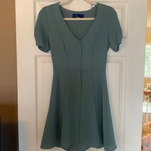 Feminine button down dress with a fitted waist